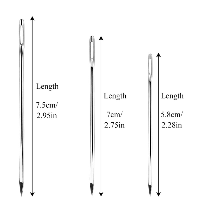 LMDZ 5,8/7/7,5 cm Ace de cusut din piele Ace cu vârf ascuțit cu ochi mare pentru cusături de broderie Ace pentru cusături în cruce
