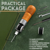 Kit de cusut din piele Set de cusături de mână Cusătură de blocare Kit de ace de ață Cusătură manuală Mașină de cusut manuală