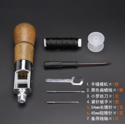 Kit de cusut din piele Set de cusături de mână Cusătură de blocare Kit de ace de ață Cusătură manuală Mașină de cusut manuală