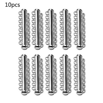 10 бр. Многослойни гривни Колиета Плъзгащи се силни магнитни закопчалки Тръби Заключване Покрити с родий катарама Кука Находки за бижута