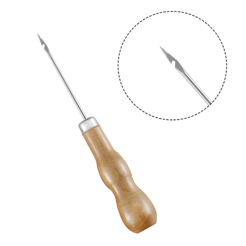 3 buc./set mâner din lemn cusut cusut de mână instrument de perforare din piele Accesorii din piele instrument de cârlig pentru repararea pantofilor