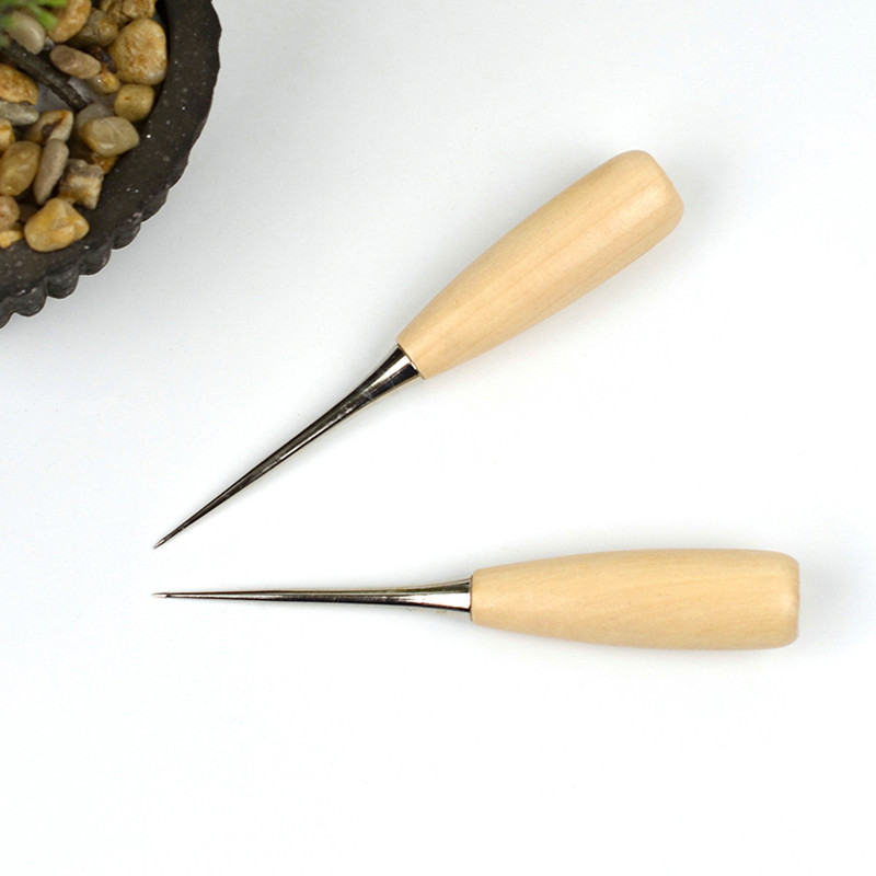 Awl de cusut cu mâner din lemn Unelte din piele lucrate manual DIY Cusut Awl Instrumente manuale din piele Cusător Instrumente din piele Artizanat Cusut Awl