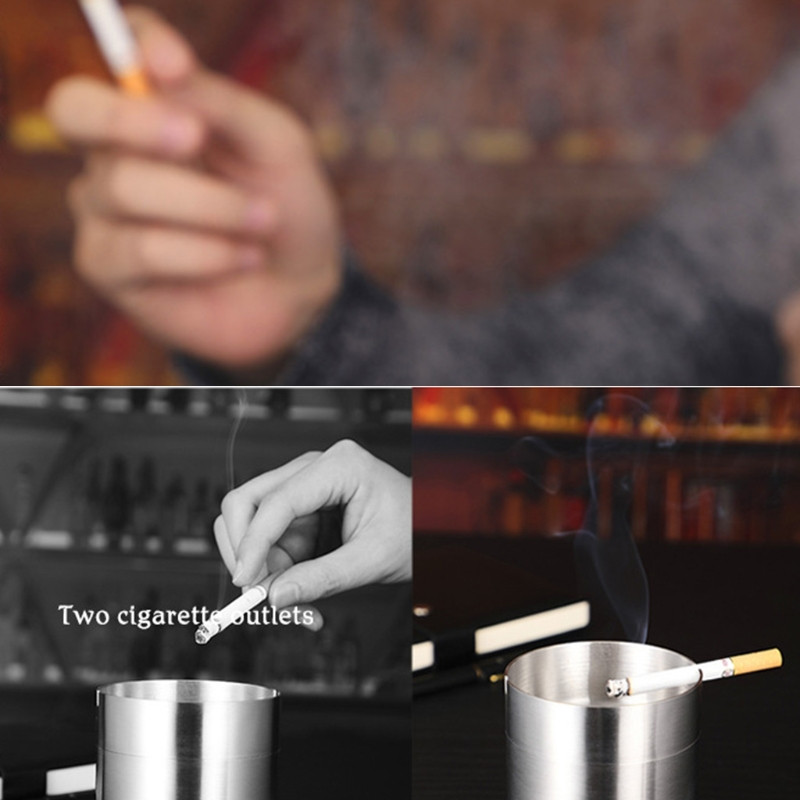 Levehető rozsdamentes acél hamutartó Kreatív automatikus hamutartó fedéllel autó oltható cigarettafüst tartó otthoni dekoráció