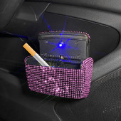 Deimantinė automobilio peleninė LED lemputė, nešiojama nerūkoma automatinė peleninė Bling cigarečių laikiklio dėžutės automobilio priedai mergaitėms