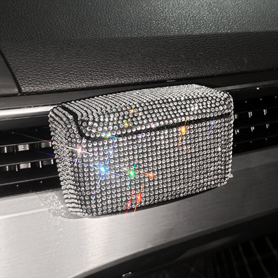 Deimantinė automobilio peleninė LED lemputė, nešiojama nerūkoma automatinė peleninė Bling cigarečių laikiklio dėžutės automobilio priedai mergaitėms