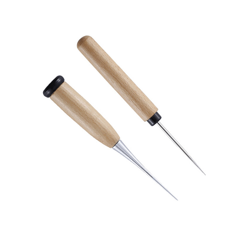 2 bucăți DIY din piele artizanat instrument pentru găuri mâner din lemn cusătură cusătură stantare ac awl furnituri de cusut