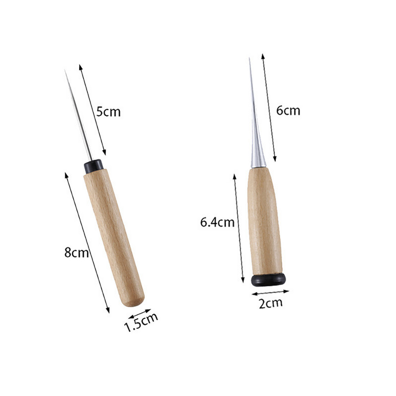 2 bucăți DIY din piele artizanat instrument pentru găuri mâner din lemn cusătură cusătură stantare ac awl furnituri de cusut