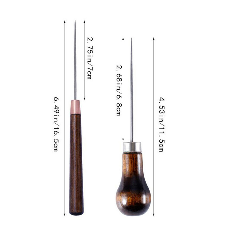 Cort din piele DIY Awl de cusut Mâner din lemn Awls Instrument de reparare pantofi Cusătură de mână Cusătură din piele Awl Punch Hole Instrumente din piele