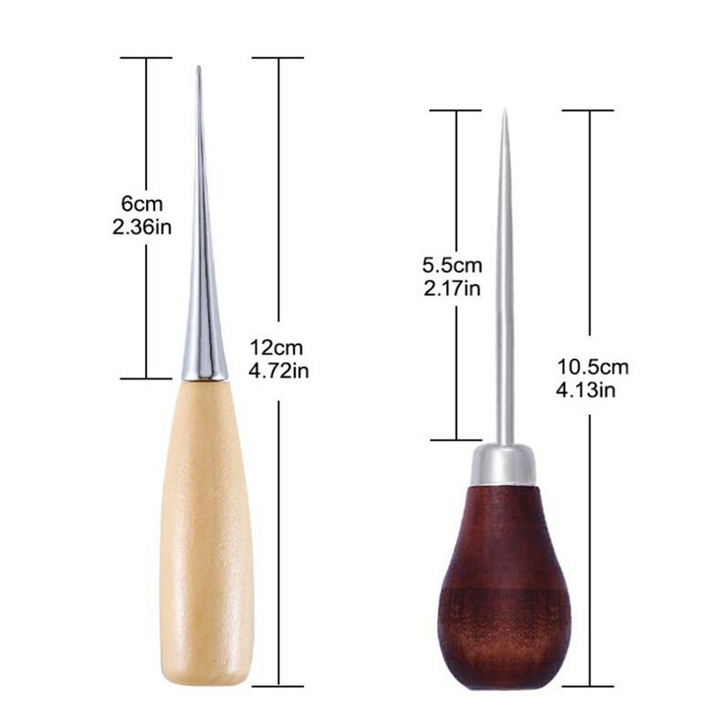 Cort din piele DIY Awl de cusut Mâner din lemn Awls Instrument de reparare pantofi Cusătură de mână Cusătură din piele Awl Punch Hole Instrumente din piele