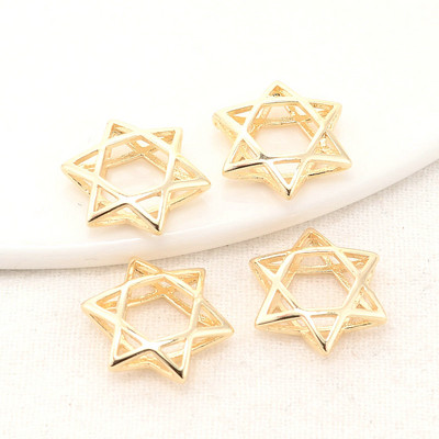 10PCS 14MM 14K позлатени месингови звездни мъниста Дистанционни мъниста Гривна Колие Мънисто Висококачествени аксесоари за бижута Направи си сам