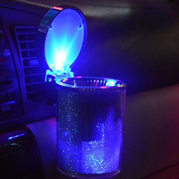Auto Car LED Light Cylinder Τασάκι Θήκη δοχείου αποθήκευσης Κυπέλλου κατά της διαρροής αιθάλης