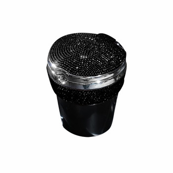 Кристален автомобилен пепелник с LED светлина Херметичен капак Автомобилен държач за чаша Вентилационен отвор Пепелник Кошче за боклук Автомобилни аксесоари Интериор за жена