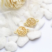 10 DB 9x13MM 14K aranyozott sárgaréz kerek virág Connect Charms Fülbevaló Csatlakozó Ékszer készítési kellékek Diy Findings
