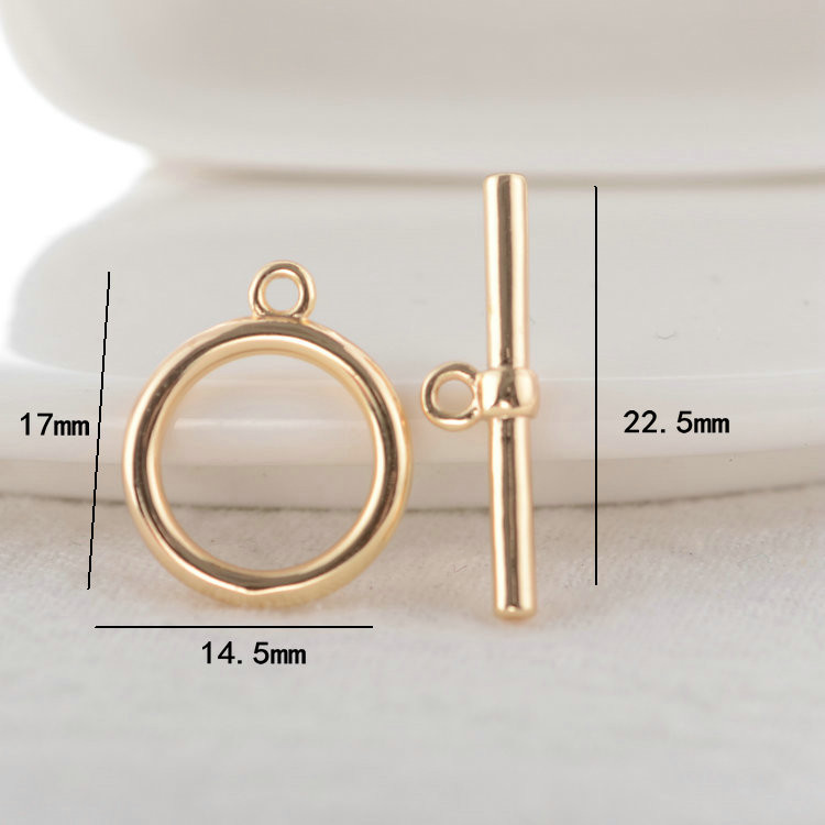 21*23.5MM 14K arany színű bevonatú sárgaréz kerek karkötő O billenőkapcsok Kiváló minőségű barkács ékszerkészítési kellékek