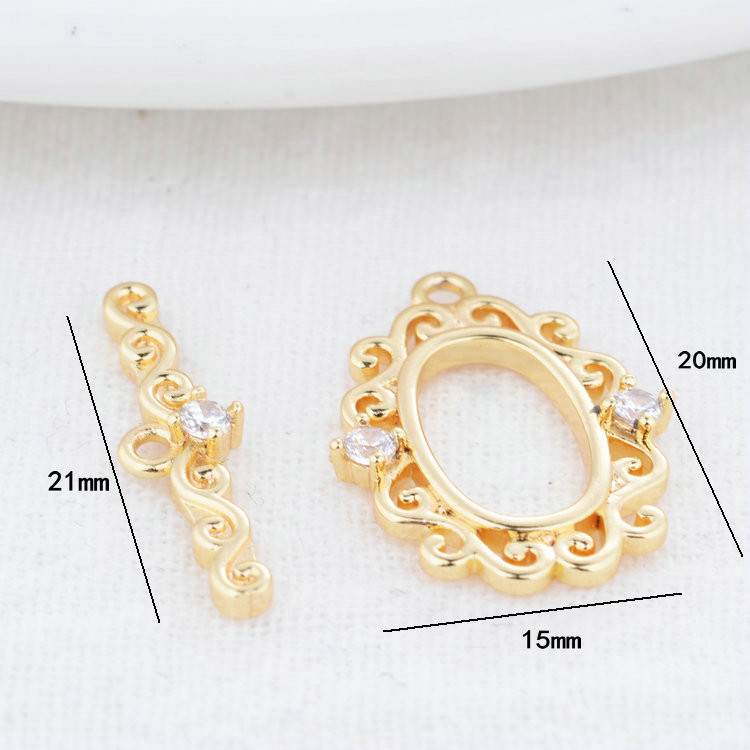15*20MM 14K aranyozott sárgaréz cirkon karkötővel O billenőkapcsokkal Kiváló minőségű barkács ékszerkészítési kellékek