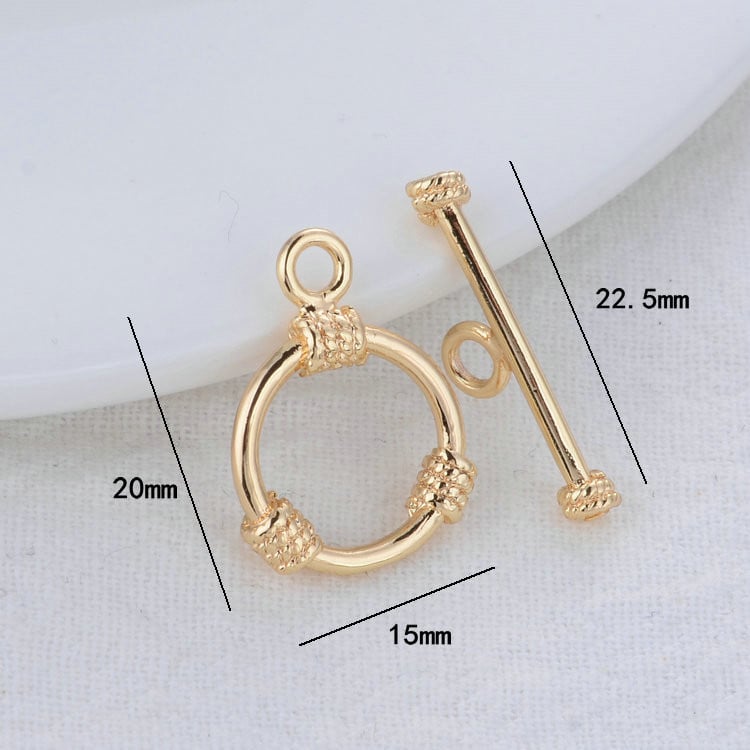 20*22.5MM 14K arany színű bevonatú sárgaréz kerek karkötő O billenőkapcsok Kiváló minőségű barkács ékszerkészítési kellékek