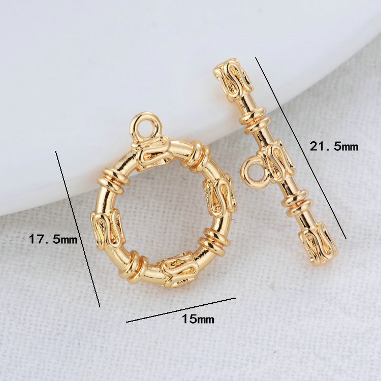 21*15MM 14K arany színű bevonatú sárgaréz kerek karkötő O billenőkapcsok Kiváló minőségű barkács ékszerkészítési kellékek