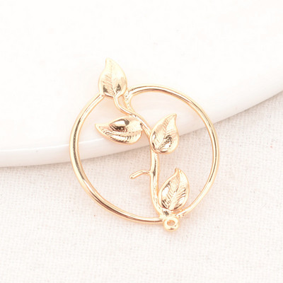 21*28MM 14K arany színű sárgaréz 2 lyukú kerek virágok Connect Charms nyaklánc barkács ékszer leletek Kiegészítők