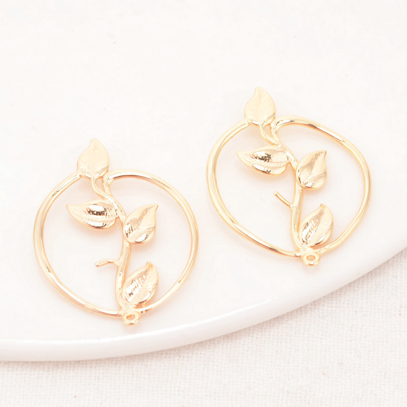 21*28MM 14K arany színű sárgaréz 2 lyukú kerek virágok Connect Charms nyaklánc barkács ékszer leletek Kiegészítők