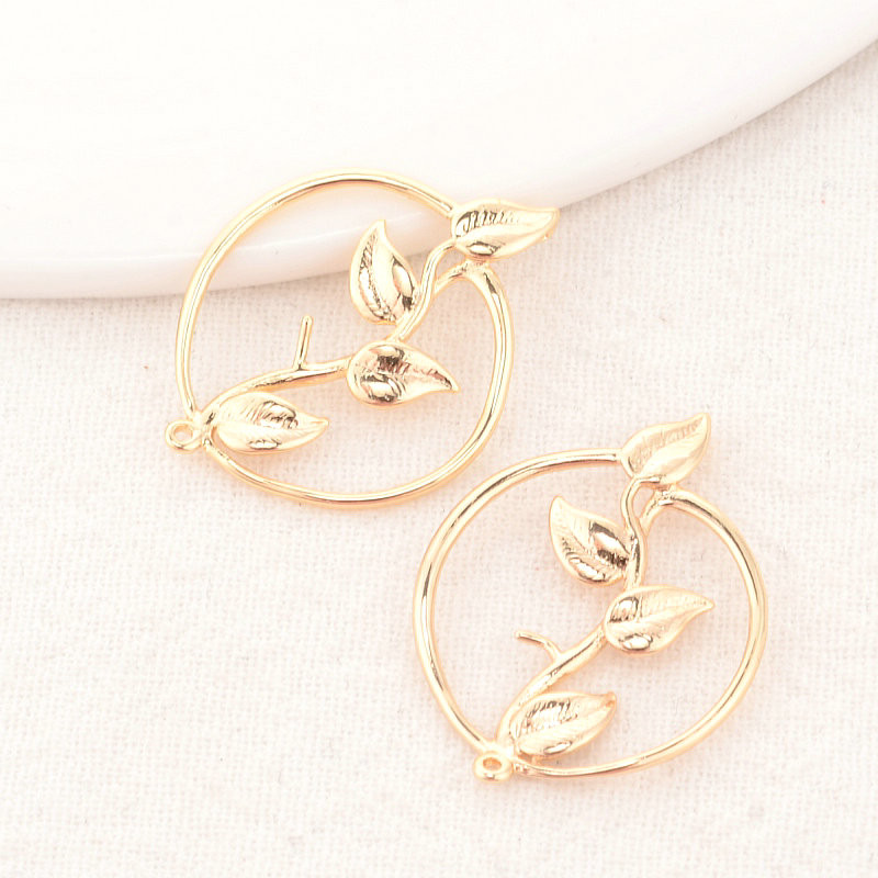 21*28MM 14K arany színű sárgaréz 2 lyukú kerek virágok Connect Charms nyaklánc barkács ékszer leletek Kiegészítők