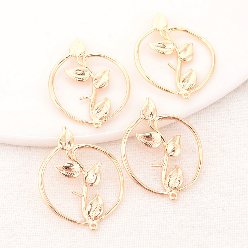 21*28MM 14K arany színű sárgaréz 2 lyukú kerek virágok Connect Charms nyaklánc barkács ékszer leletek Kiegészítők