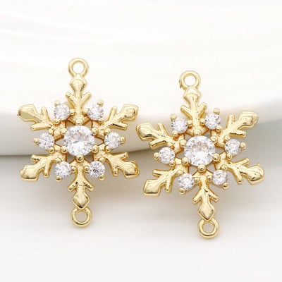 13x18MM 14K arany színű sárgaréz és cirkon 2 lyukú virágok összekötő bűbáj medálok nyaklánc ékszer készítési kellékek barkács kiegészítők