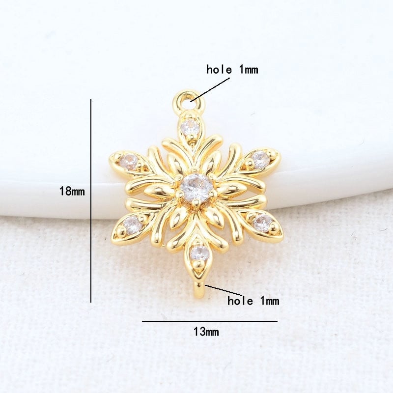 13x18MM 14K arany színű sárgaréz és cirkon 2 lyukú virágok összekötő bűbáj medálok nyaklánc ékszer készítési kellékek barkács kiegészítők