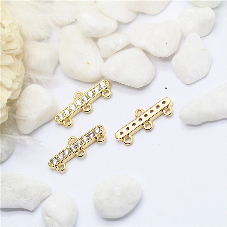 5,5*14MM 14K arany színű sárgaréz, 4 lyuk csatlakozási bűbájok medálok Ékszerkészítési kellékek Barkácsolás leletek Kiegészítők