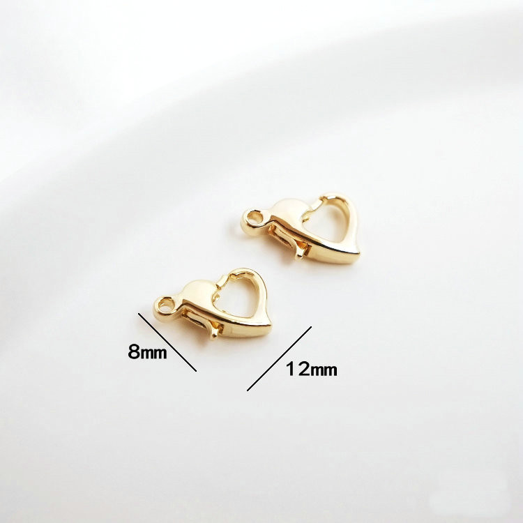 8*12MM 14k arany színű bevonattal ellátott tavaszi szív kapcsok nyaklánc kapcsok kiváló minőségű ékszer kiegészítők
