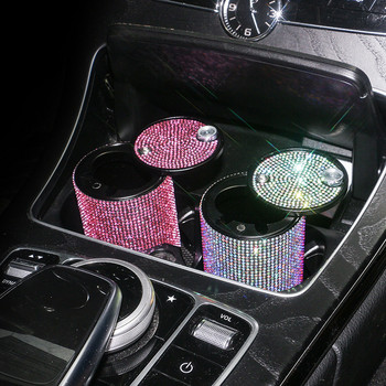 Τασάκι αυτοκινήτου Diamond Universal Crystal Rhinestone Ash Tray Auto εσωτερική διακόσμηση Θήκη τσιγάρων Αξεσουάρ αυτοκινήτου για κορίτσια γυναίκες