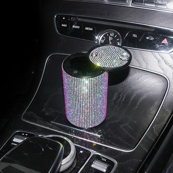 Диамантен пепелник за кола Универсален пепелник с кристални кристали Авто интериорен декор Поставка за цигари Автомобилни аксесоари за момичета Жени