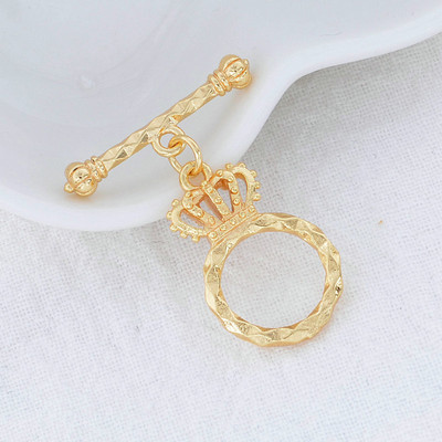 4 készlet 25*24MM 14K aranyozott sárgaréz korona O billenőkapcsok Kiváló minőségű barkács ékszerkészítési kellékek