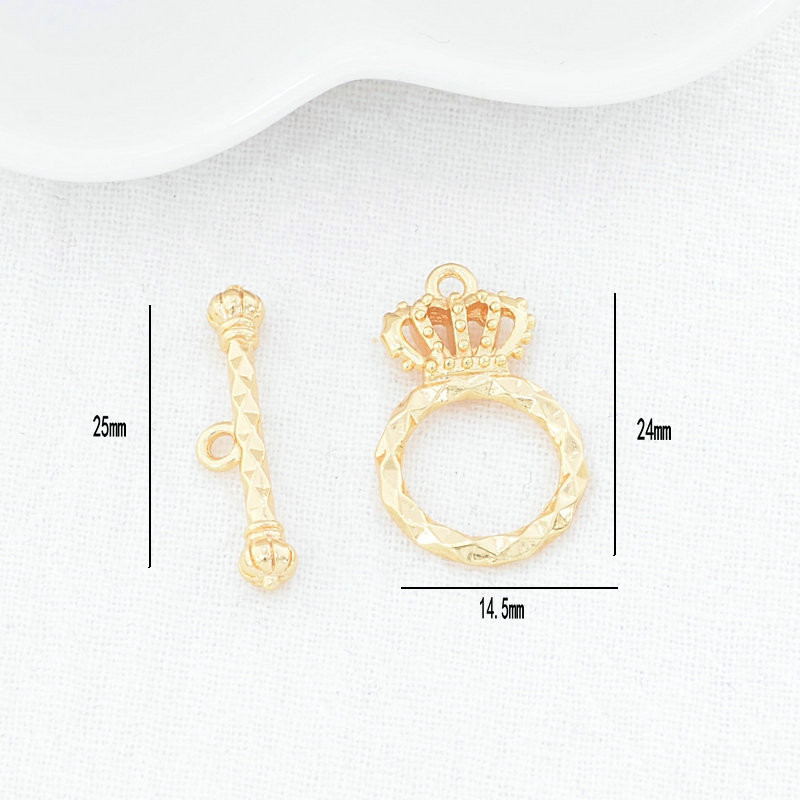 4 készlet 25*24MM 14K aranyozott sárgaréz korona O billenőkapcsok Kiváló minőségű barkács ékszerkészítési kellékek