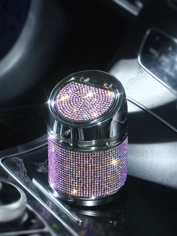 Scrumieră pentru mașină cu stras de lux Scrumieră auto universală Container pentru ceașcă Tavă pentru cenușă pentru trabuc Suport pentru cenușă pentru fumat Cilindru Accesorii auto