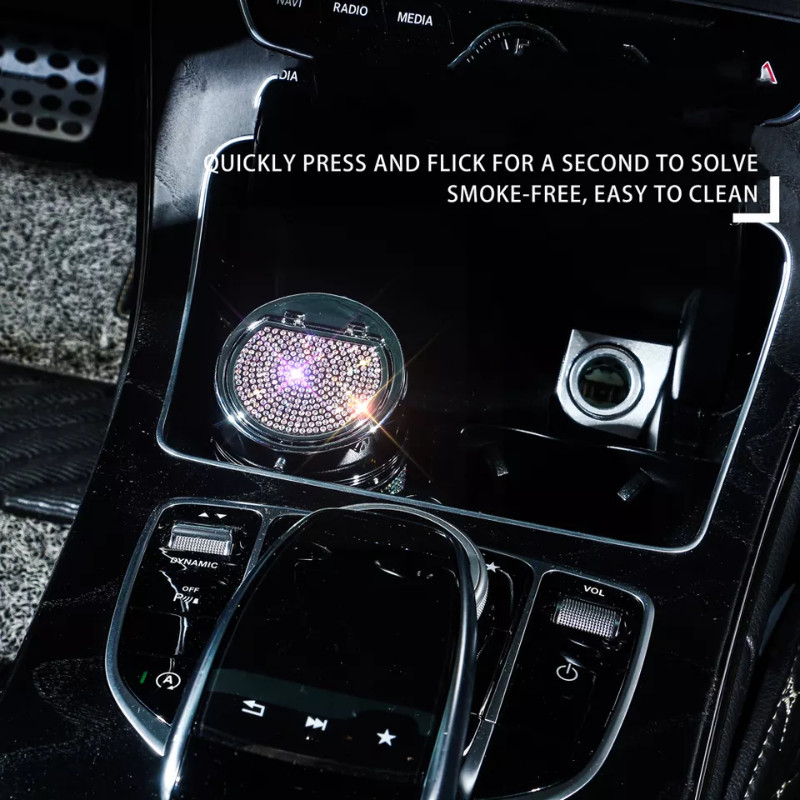 Scrumieră pentru mașină cu stras de lux Scrumieră auto universală Container pentru ceașcă Tavă pentru cenușă pentru trabuc Suport pentru cenușă pentru fumat Cilindru Accesorii auto