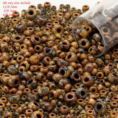 Taidian Miyuki kerek Picasso gyöngyök ékszerkészítéshez, barkácsolás, kézzel készített ékszer Ajándékok Boho stílusú 2mm 3mm 4mm Vegyes méret 10g/20g/táska