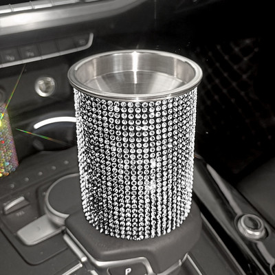 Bling autós kiegészítők belső fényes hamutartó Univerzális autós hamutartó cigarettához Hordozható autós hamutartó Glitter Bling öngyújtó