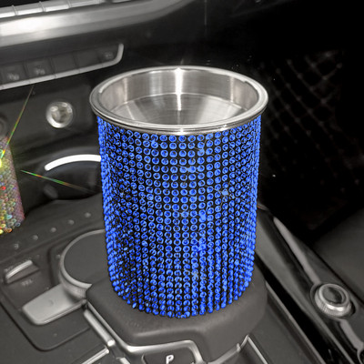 Bling autós kiegészítők belső fényes hamutartó Univerzális autós hamutartó cigarettához Hordozható autós hamutartó Glitter Bling öngyújtó