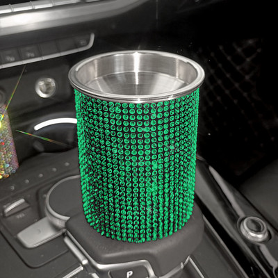 Bling autós kiegészítők belső fényes hamutartó Univerzális autós hamutartó cigarettához Hordozható autós hamutartó Glitter Bling öngyújtó