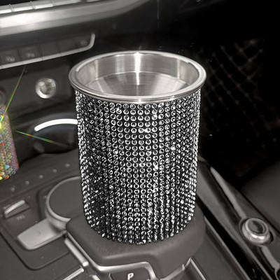 Bling autós kiegészítők belső fényes hamutartó Univerzális autós hamutartó cigarettához Hordozható autós hamutartó Glitter Bling öngyújtó