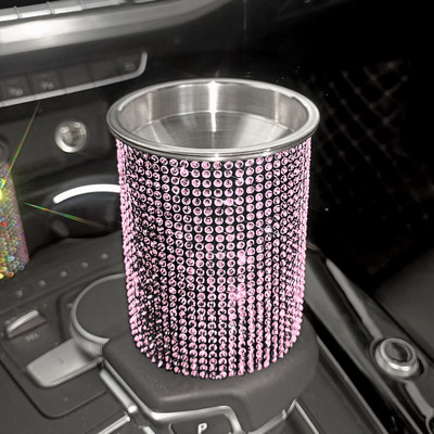 Bling autós kiegészítők belső fényes hamutartó Univerzális autós hamutartó cigarettához Hordozható autós hamutartó Glitter Bling öngyújtó