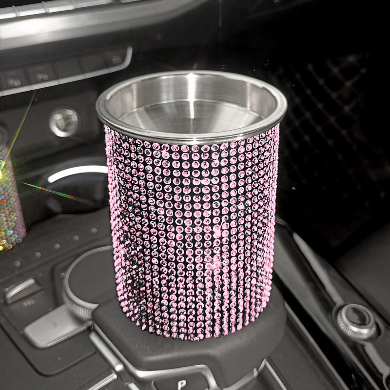 Bling autós kiegészítők belső fényes hamutartó Univerzális autós hamutartó cigarettához Hordozható autós hamutartó Glitter Bling öngyújtó