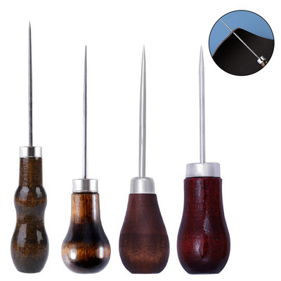 1Pc Handwork Awl Professional Leather Wood Handle Awl Tools for Leathercraft Stittching Αξεσουάρ ραπτικής για δερμάτινο εργαλείο χειροτεχνίας