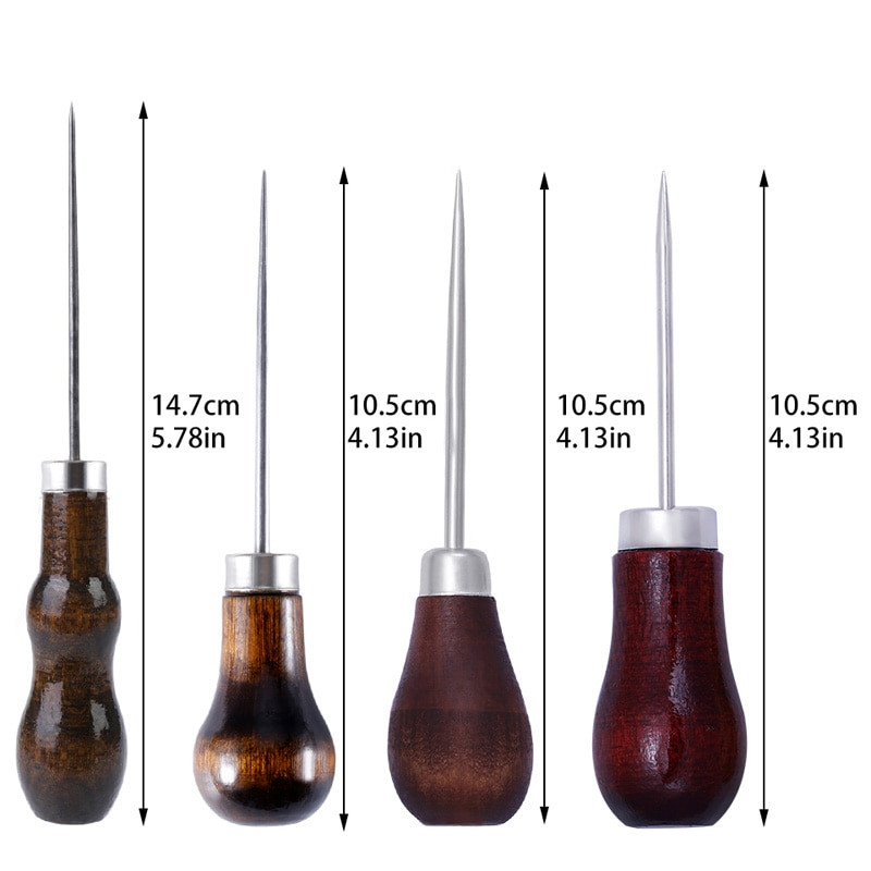 1Pc Handwork Awl Professional Leather Wood Handle Awl Tools for Leathercraft Stittching Αξεσουάρ ραπτικής για δερμάτινο εργαλείο χειροτεχνίας