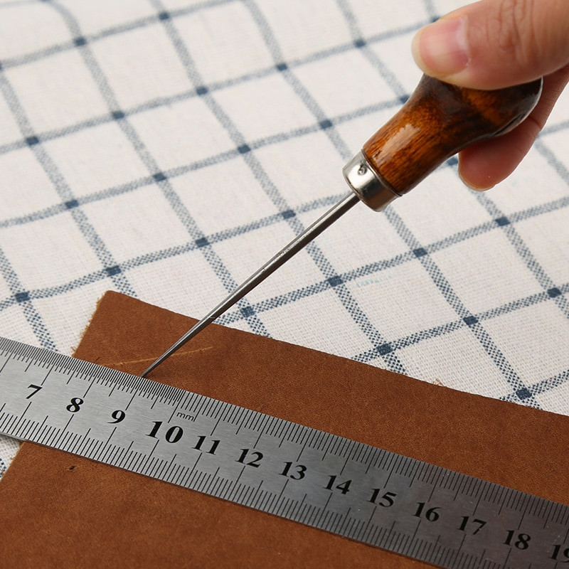 1Pc Handwork Awl Professional Leather Wood Handle Awl Tools for Leathercraft Stittching Αξεσουάρ ραπτικής για δερμάτινο εργαλείο χειροτεχνίας