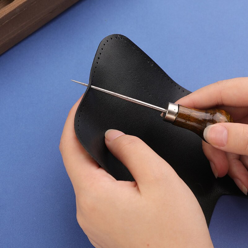 1Pc Handwork Awl Professional Leather Wood Handle Awl Tools for Leathercraft Stittching Αξεσουάρ ραπτικής για δερμάτινο εργαλείο χειροτεχνίας
