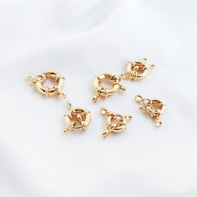 6KOM Mjedena opružna kopča presvučena 14K pozlatom 2 rupe Privezak za narukvicu Priključak za narukvicu Visokokvalitetni dodaci za nakit „uradi sam“