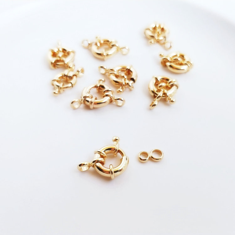 6KOM Mjedena opružna kopča presvučena 14K pozlatom 2 rupe Privezak za narukvicu Priključak za narukvicu Visokokvalitetni dodaci za nakit „uradi sam“
