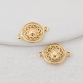 13×19MM 14K aranyozott, kerek, 2 lyukú, összekötő medálok medálok Ékszerkészítési kellékek Barkácsolás kiegészítők