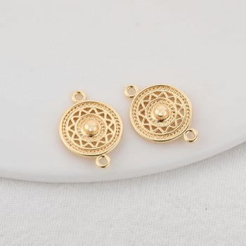 13×19MM 14K златно покритие Кръгли 2 отвора Connect Charms Висулки Консумативи за изработка на бижута Аксесоари Направи си сам